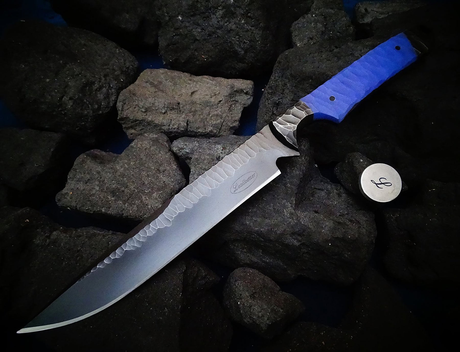 Knife outdoors unique leather steel art timber