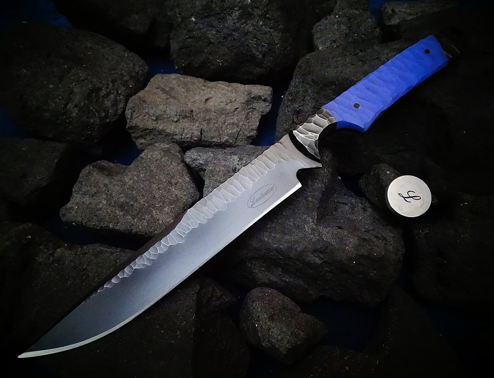 Knife outdoors unique leather steel art timber