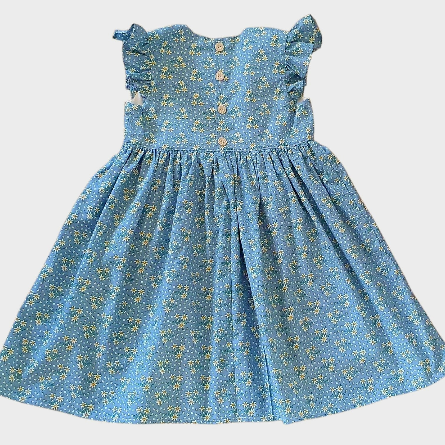 Blue Daisy Flutter Sleeve Handmade
