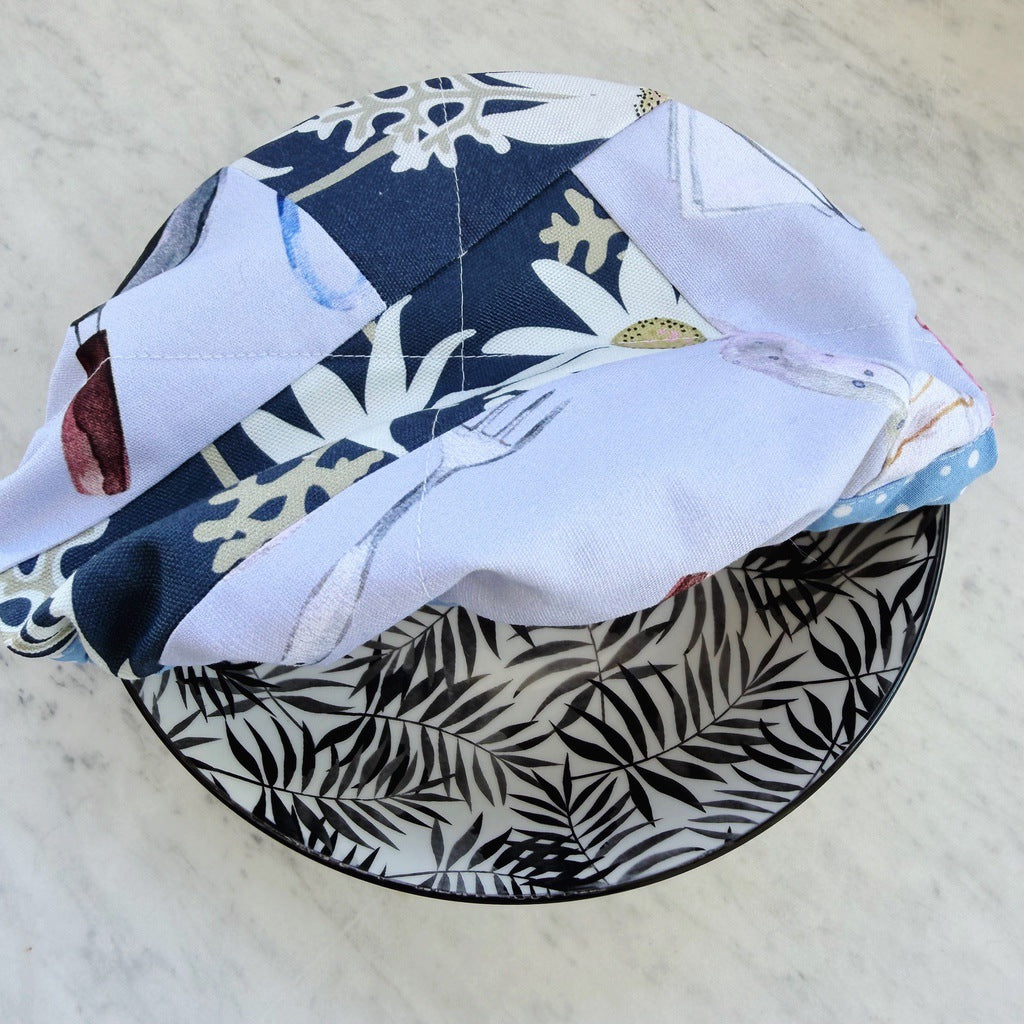 Flannel flowers holiday reusable fabric bowl covers. Set of two. Proofing cloths.