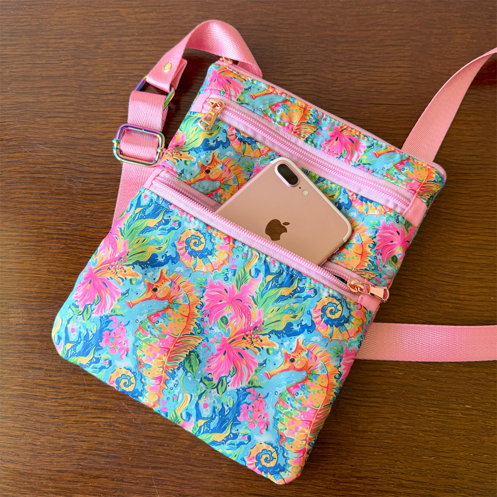 Handmade Seahorse Crossbody Bag | 3 Zip Festival & Everyday Bag