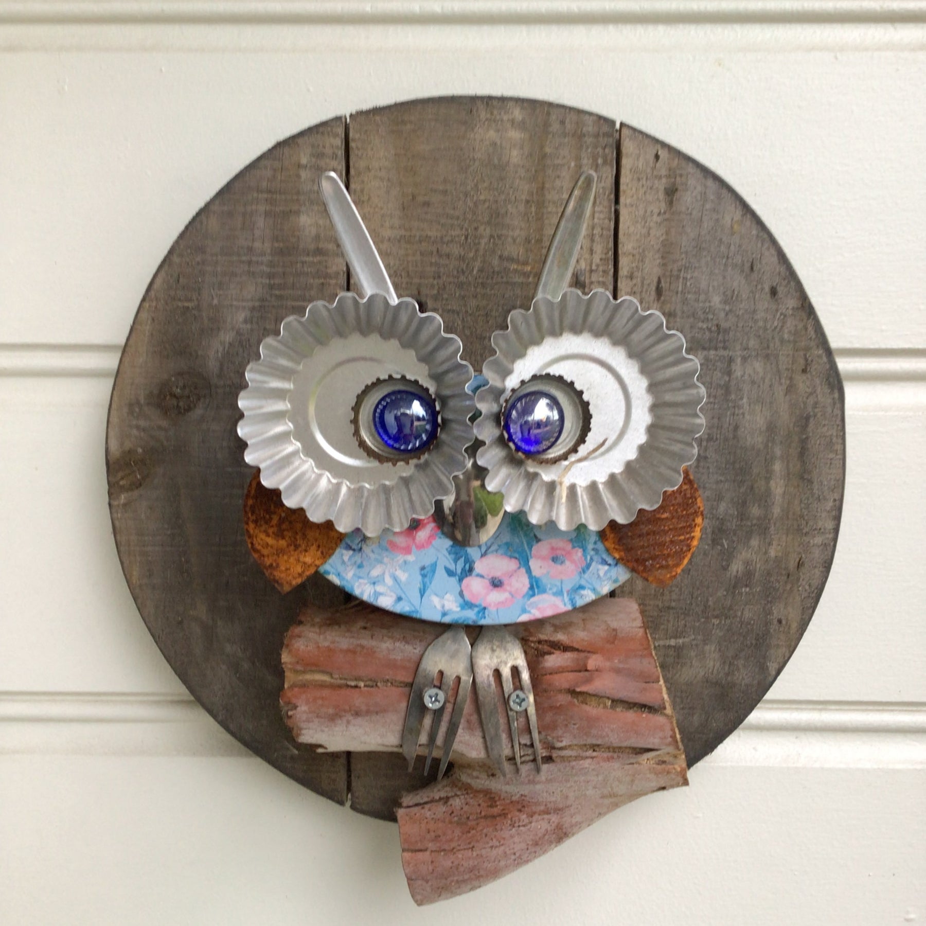 Little Poppy Upcycled Owl 3D Wall Art