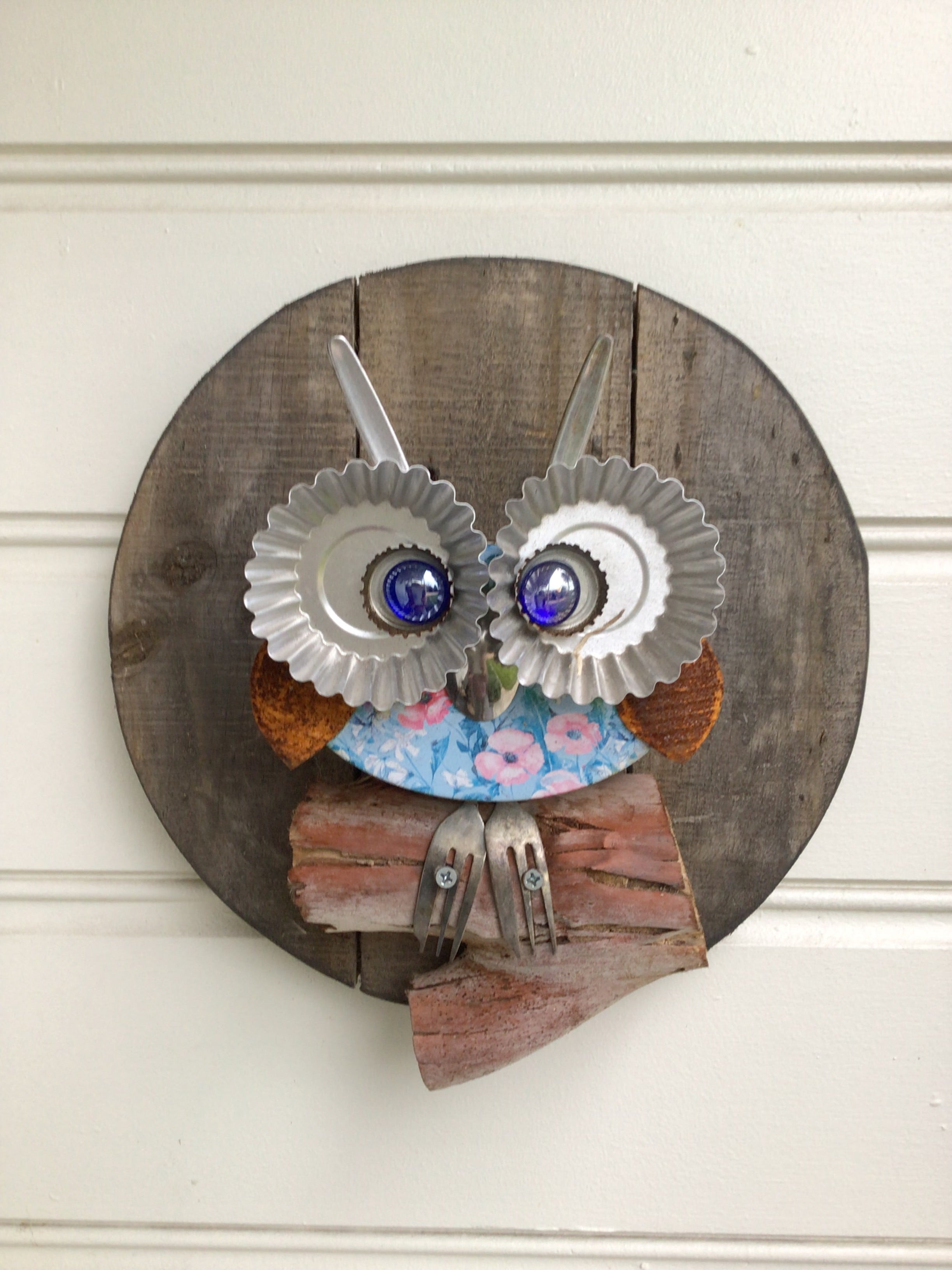Little Poppy Upcycled Owl 3D Wall Art