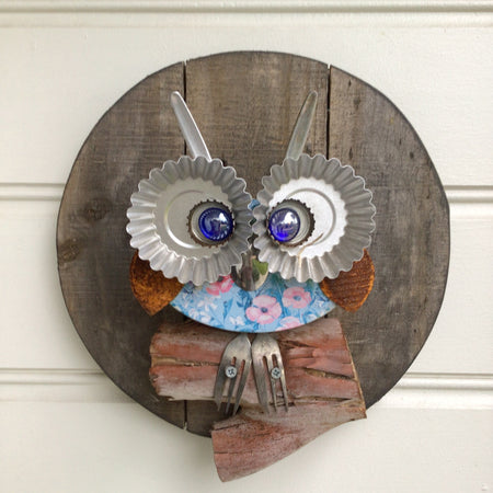 Little Poppy Upcycled Owl 3D Wall Art