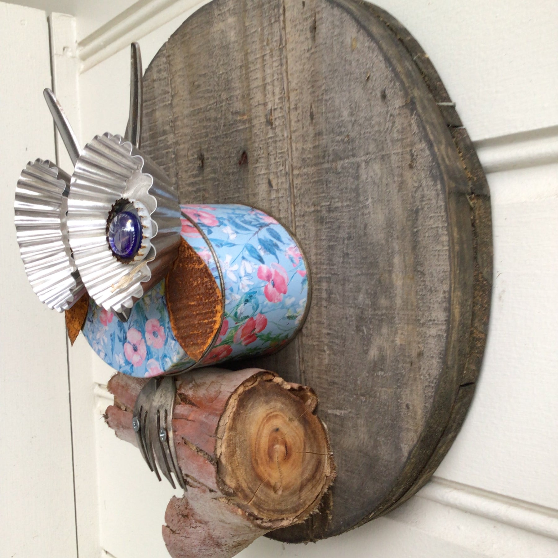Little Poppy Upcycled Owl 3D Wall Art