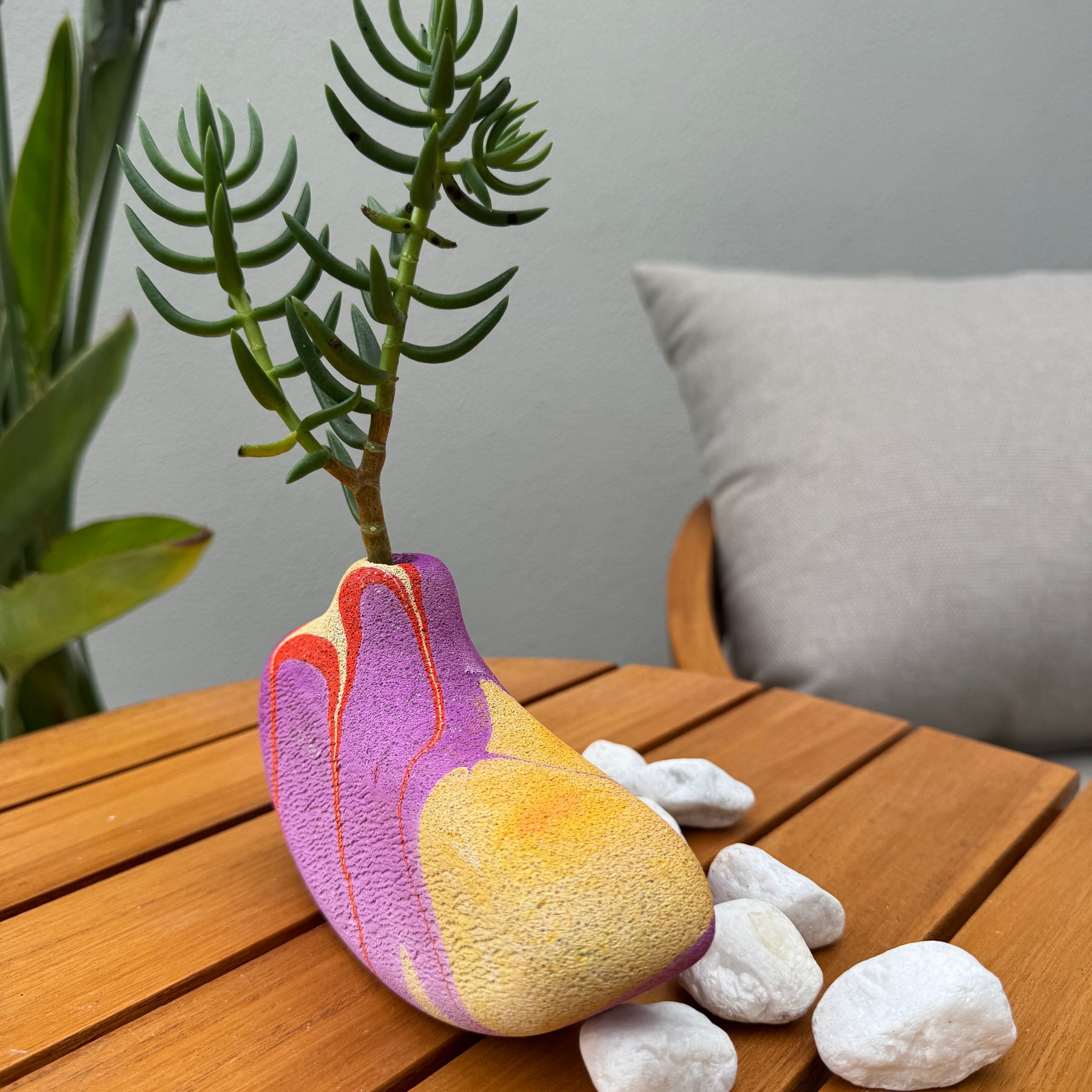Lava Bird hand sculpted concrete test tube vase