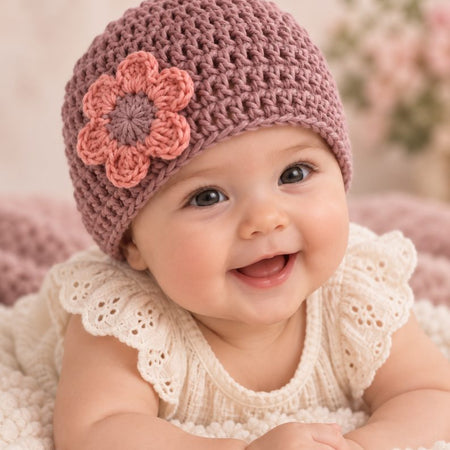 Hand-Crocheted Cotton Baby Hat Rosie Bloom