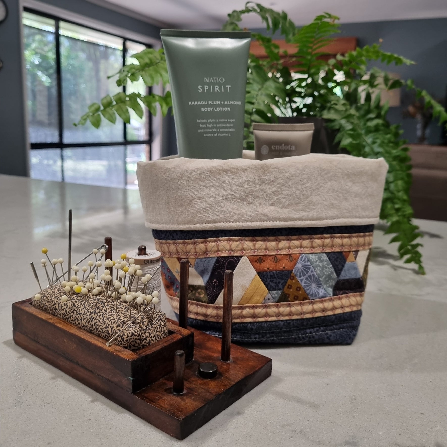 Patchwork Quilted Fabric Basket Bucket Organiser