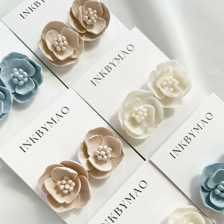 Simple polymer clay statement flower studs