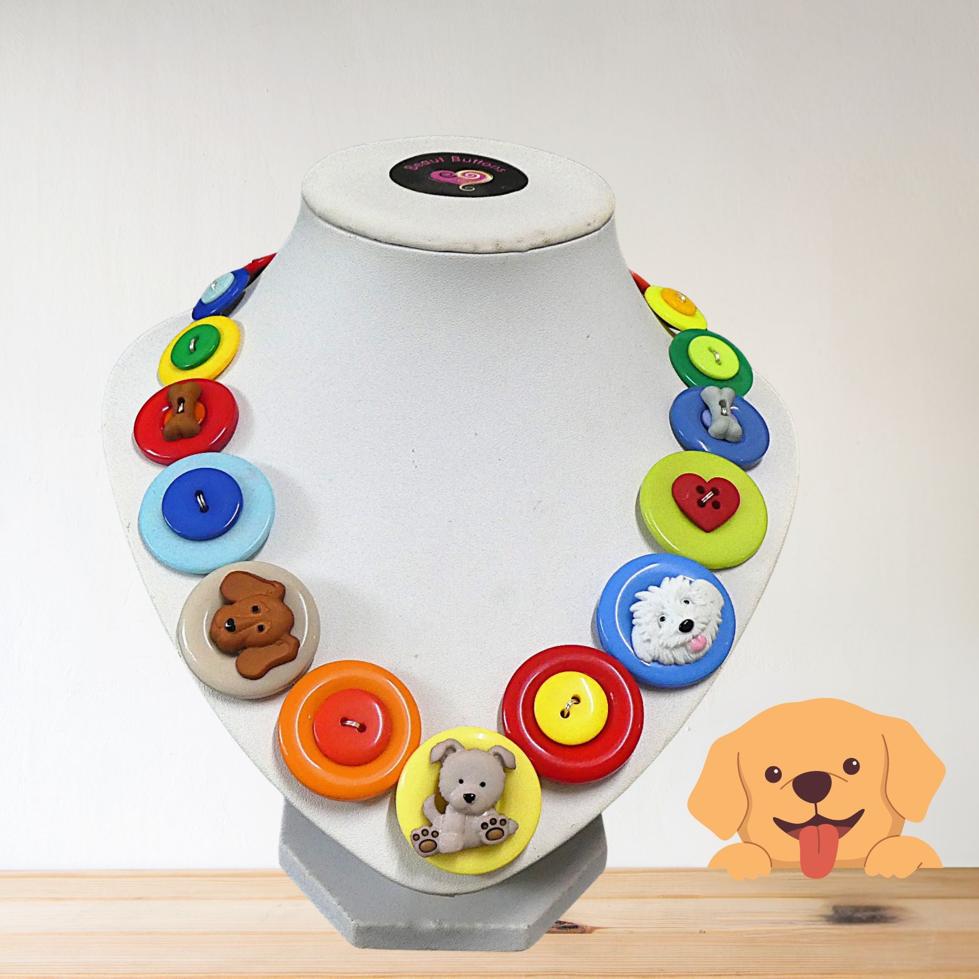 Button necklace - Puppy Love