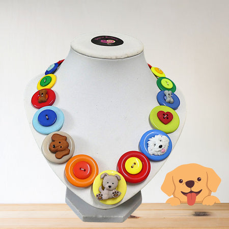 Button necklace - Puppy Love