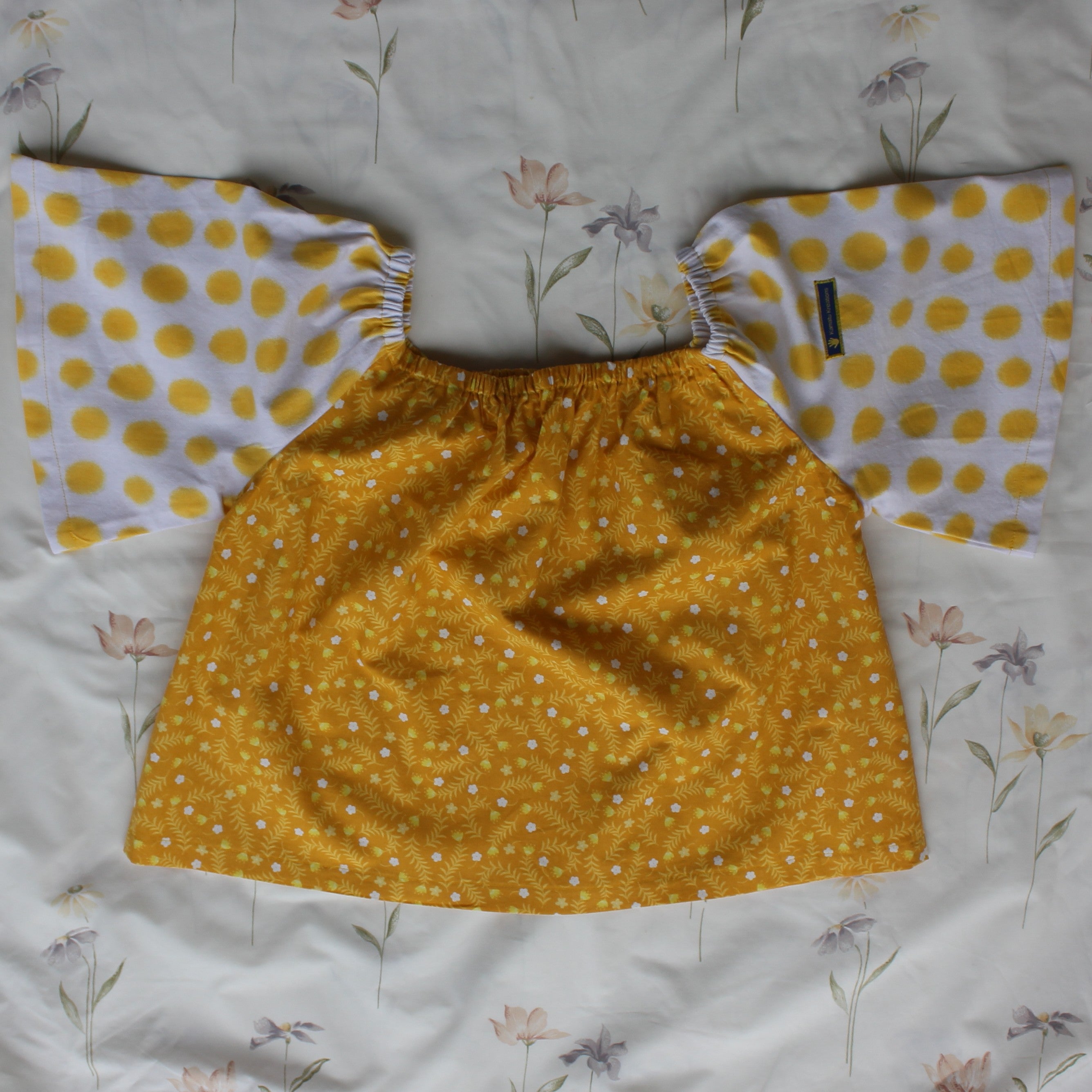 Womens Peasant Top, Small, Polkadots/Floral, Cotton