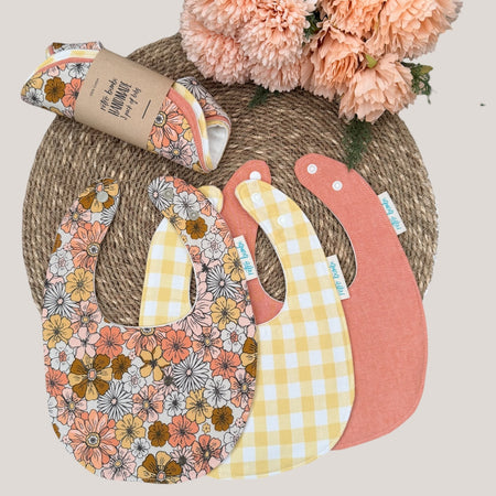 3 Dribble Bib Bundle - Retro Floral  - Baby Bibs