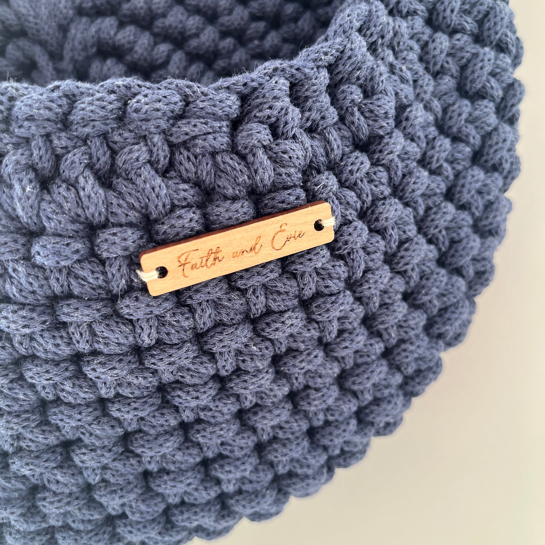 Crochet Hanging Basket - colour Denim