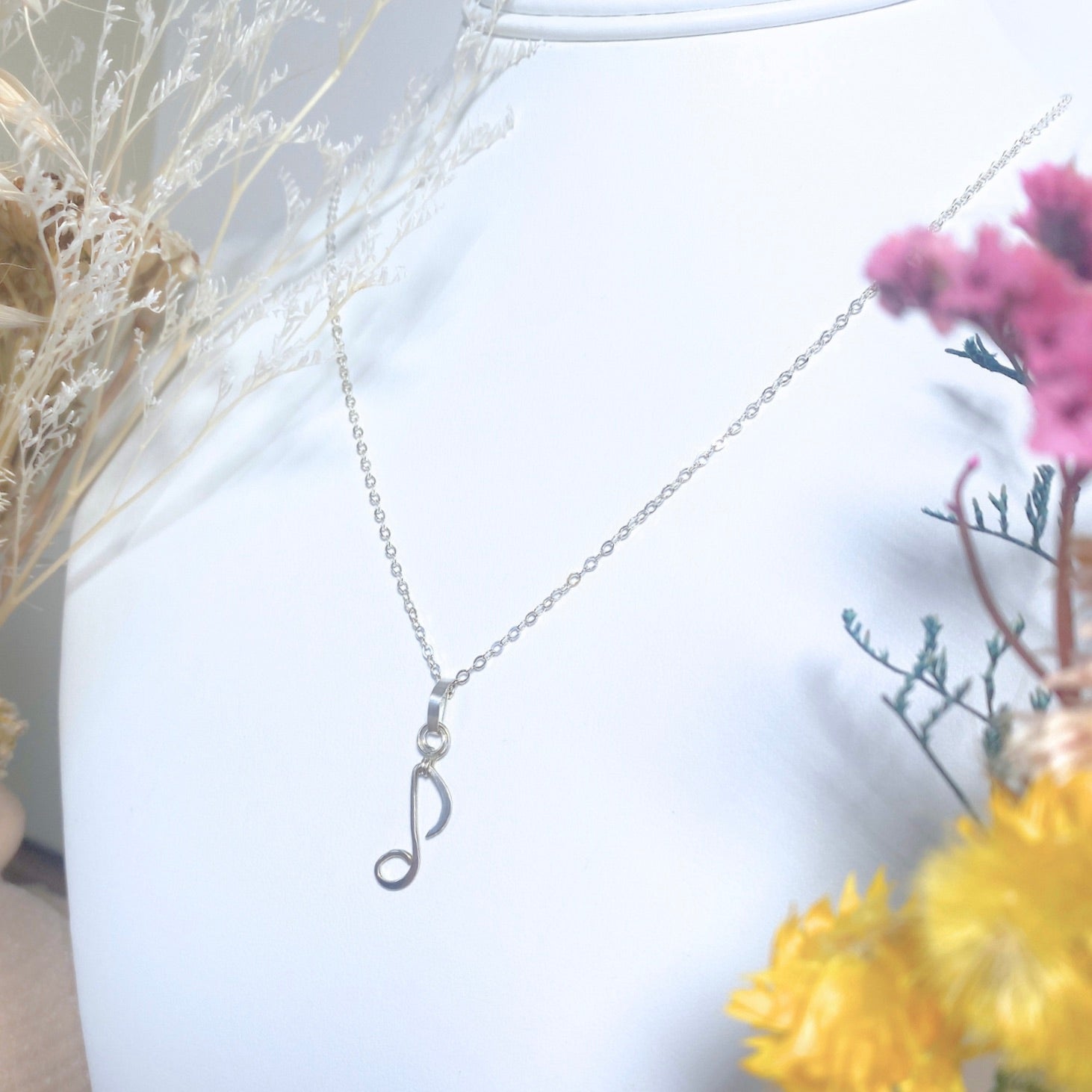 Quaver Note Pendant | Sterling silver | Chain necklace | Music-inspired jewellery