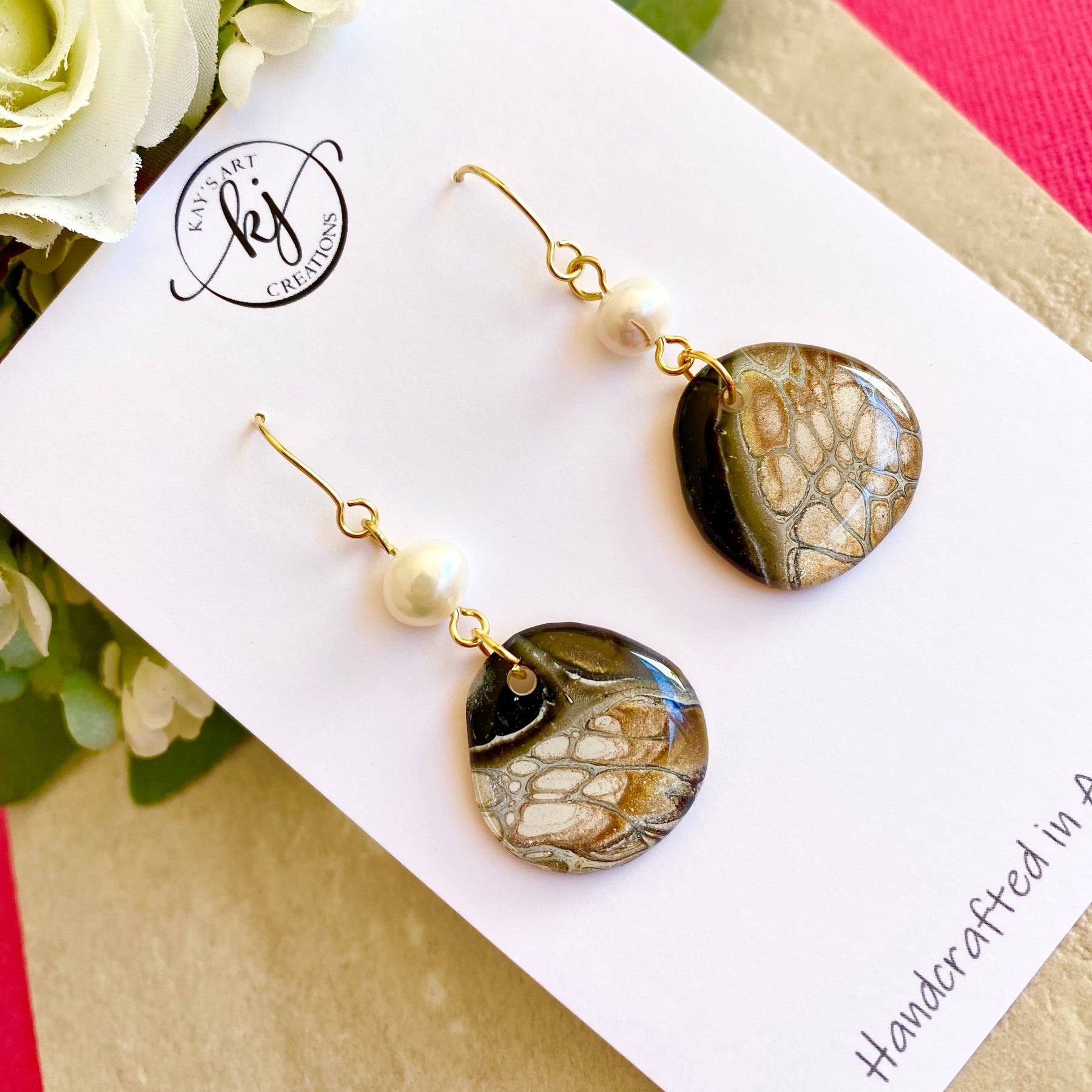 Freshwater Pearls and Art Earrings