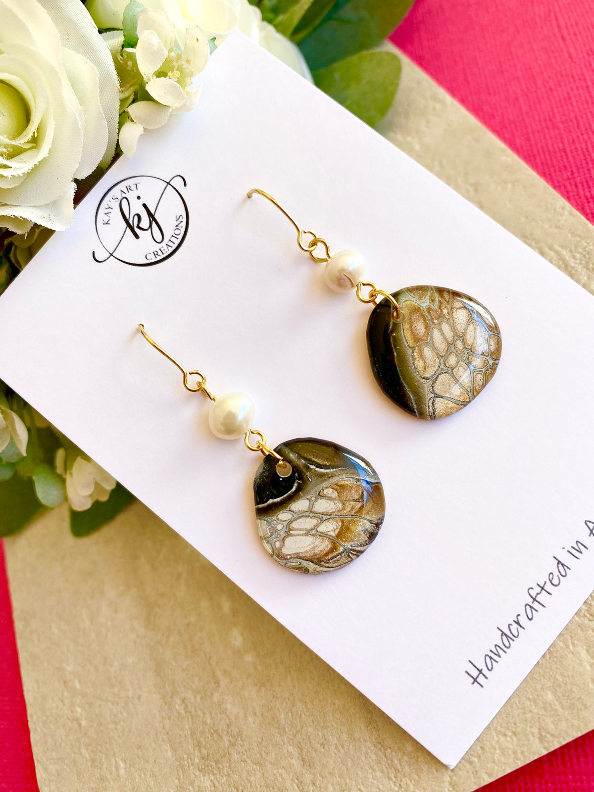 Freshwater Pearls and Art Earrings