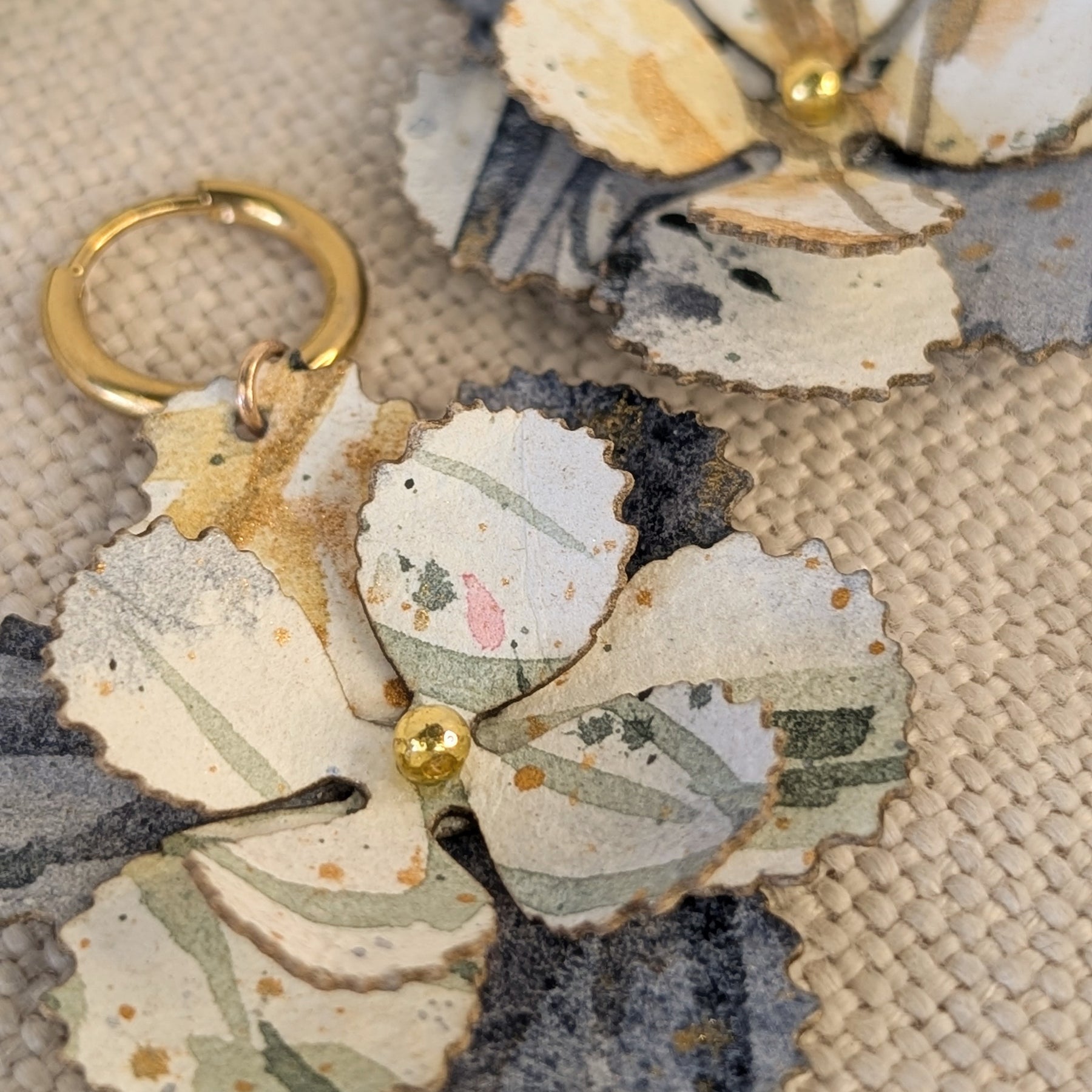 Handmade Watercolour Flower Hoop Earrings | Sustainable Botanical Dangle Earrings