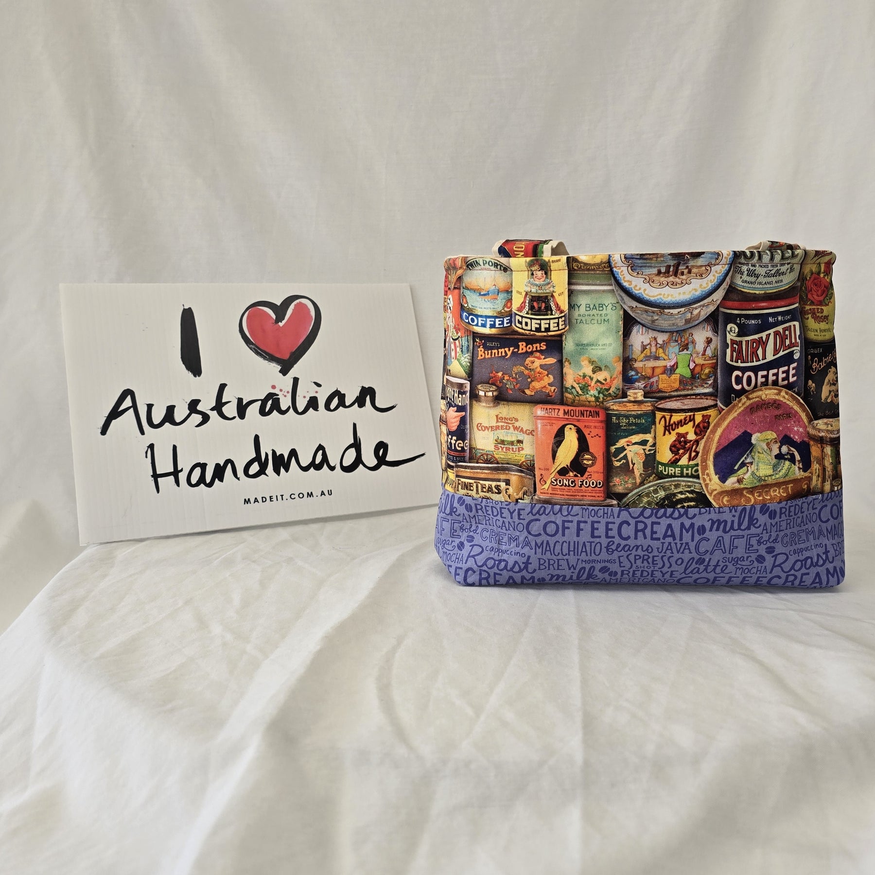 Handmade | Vintage Coffee Tin Print | Handbag