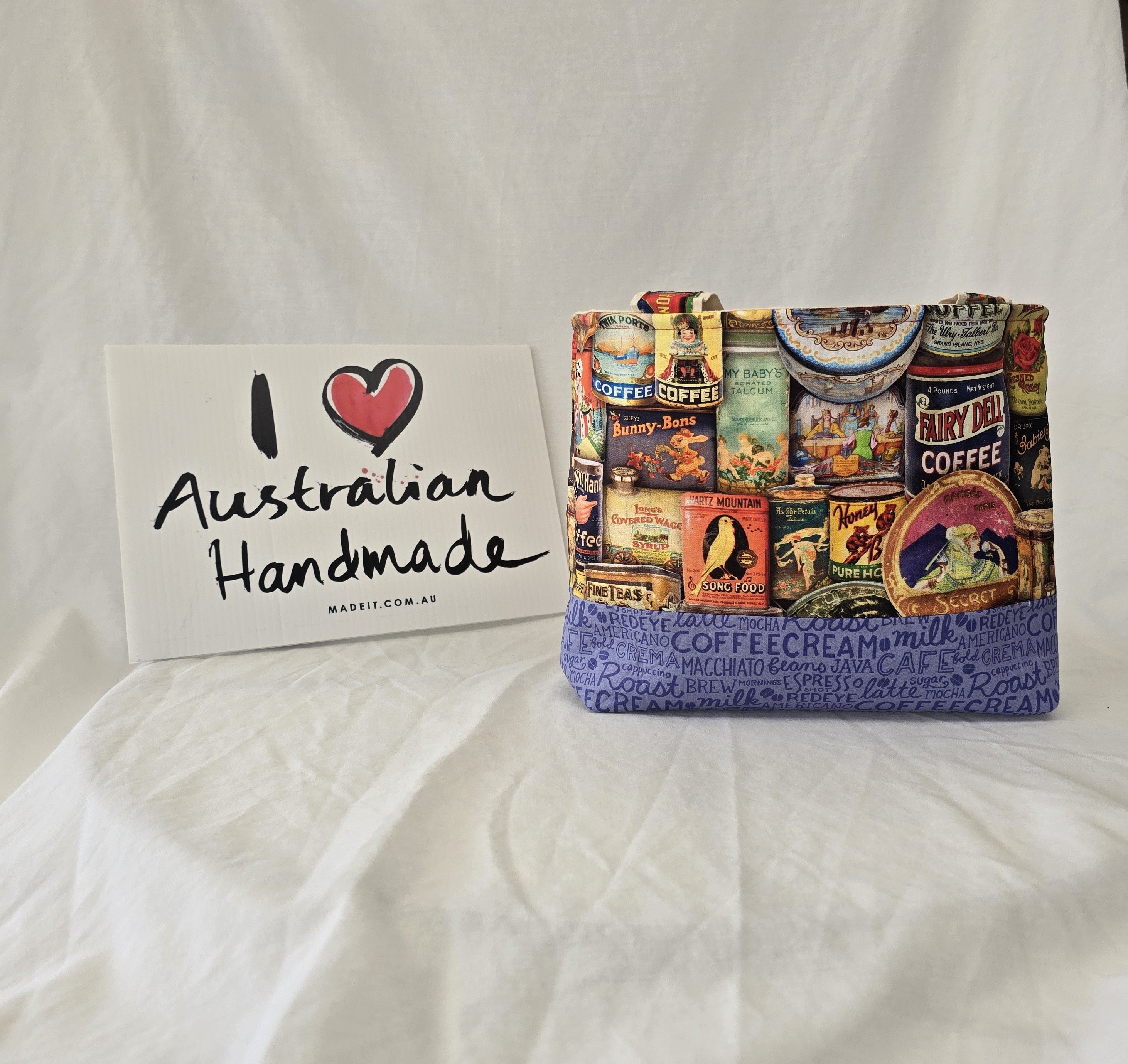Handmade | Vintage Coffee Tin Print | Handbag