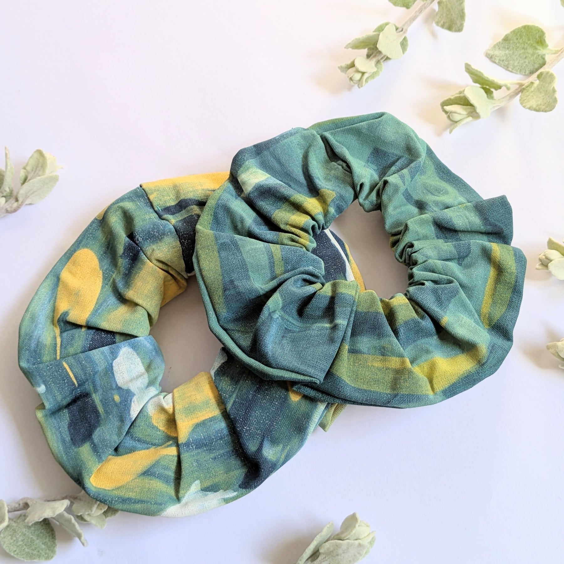 Hand Printed Fabric Scrunchies