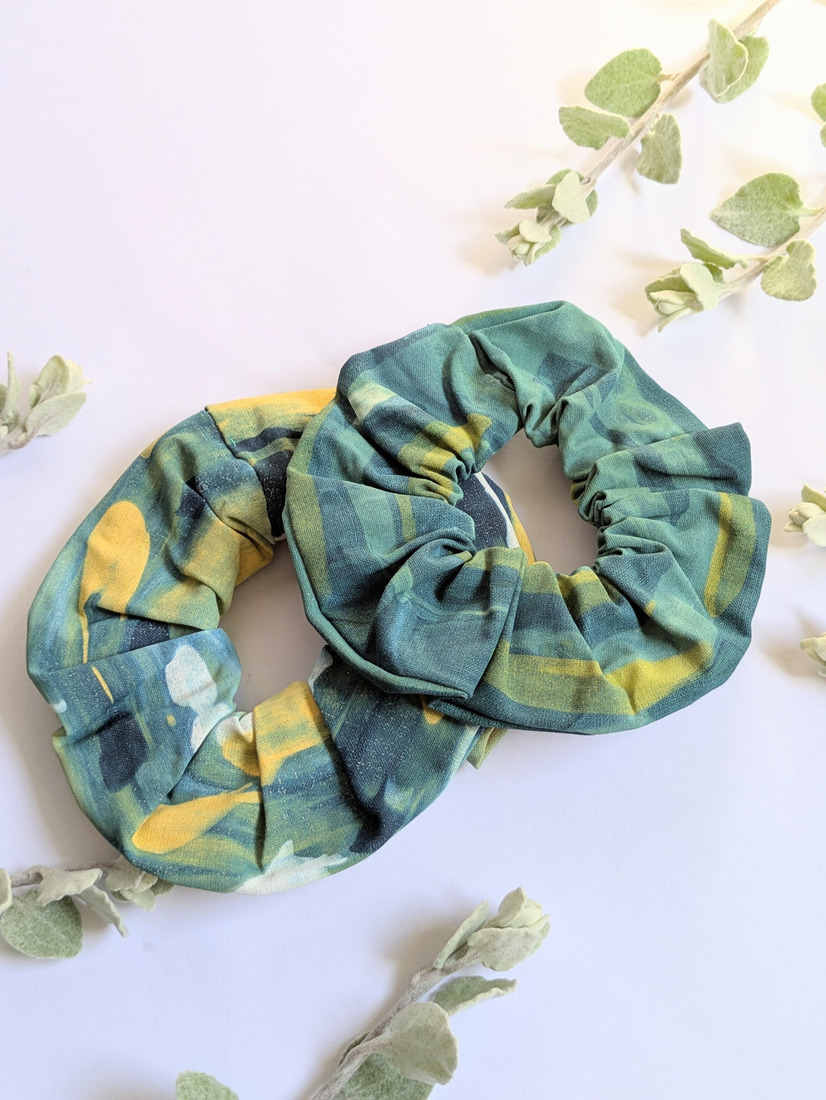Hand Printed Fabric Scrunchies