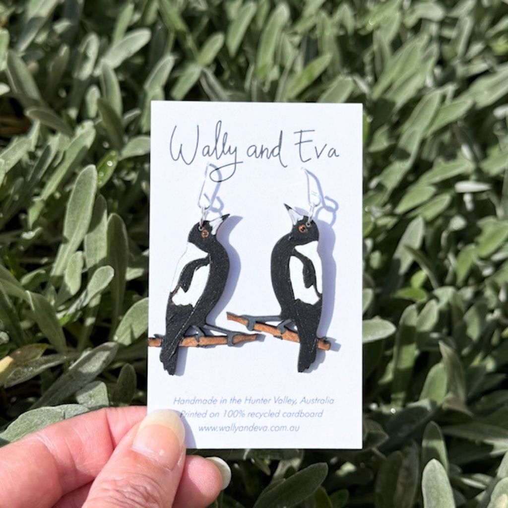 Australian Magpie Hand Painted Earrings
