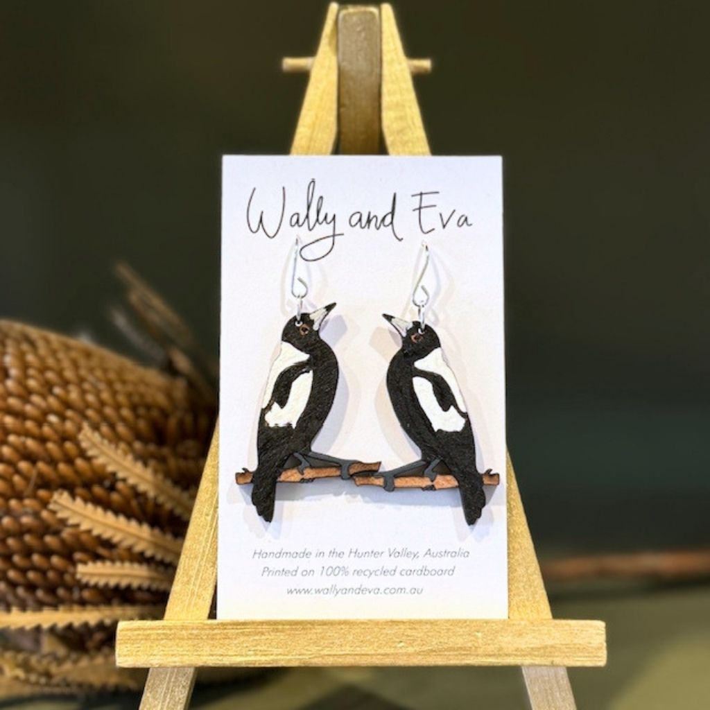 Australian Magpie Hand Painted Earrings