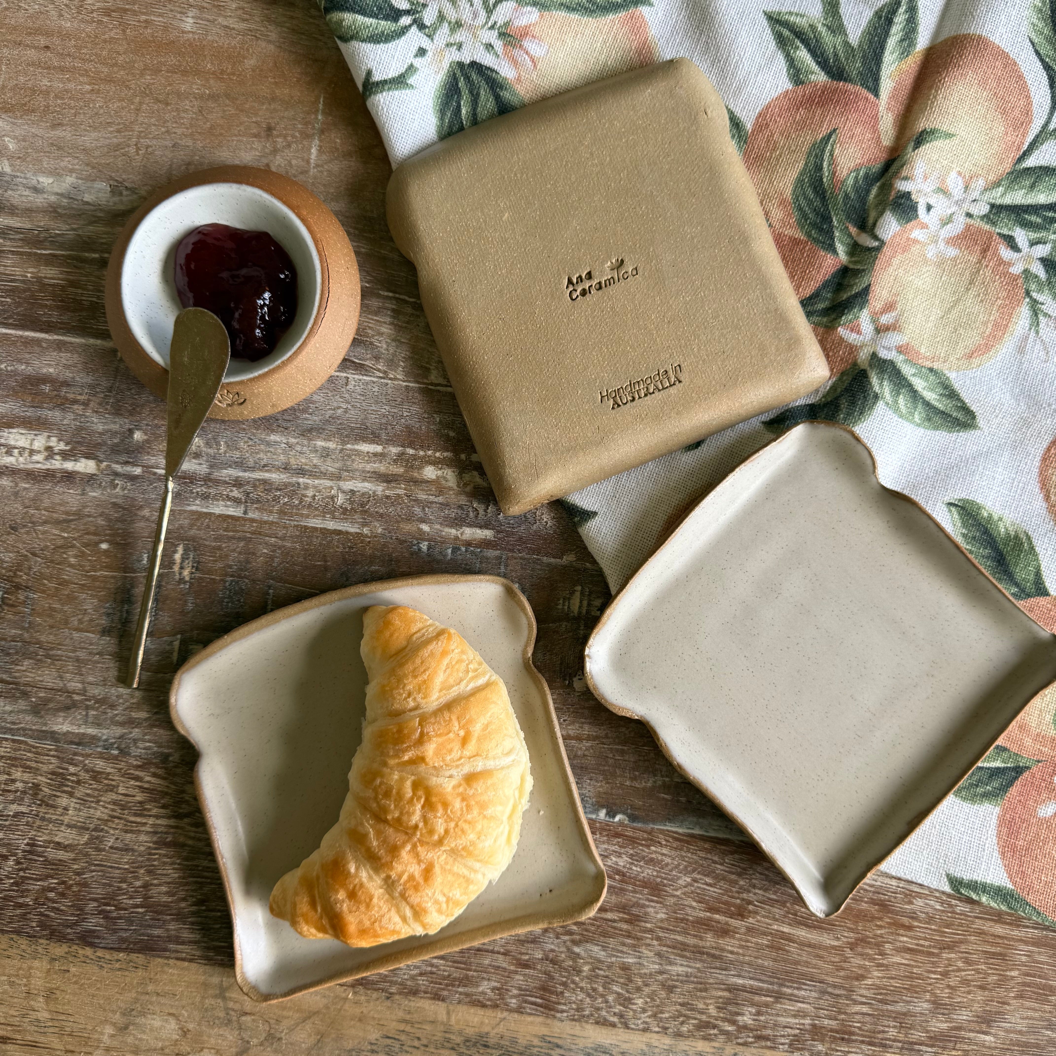 Slow Mornings - Handmade Ceramic Toaster & Toast Plate Set