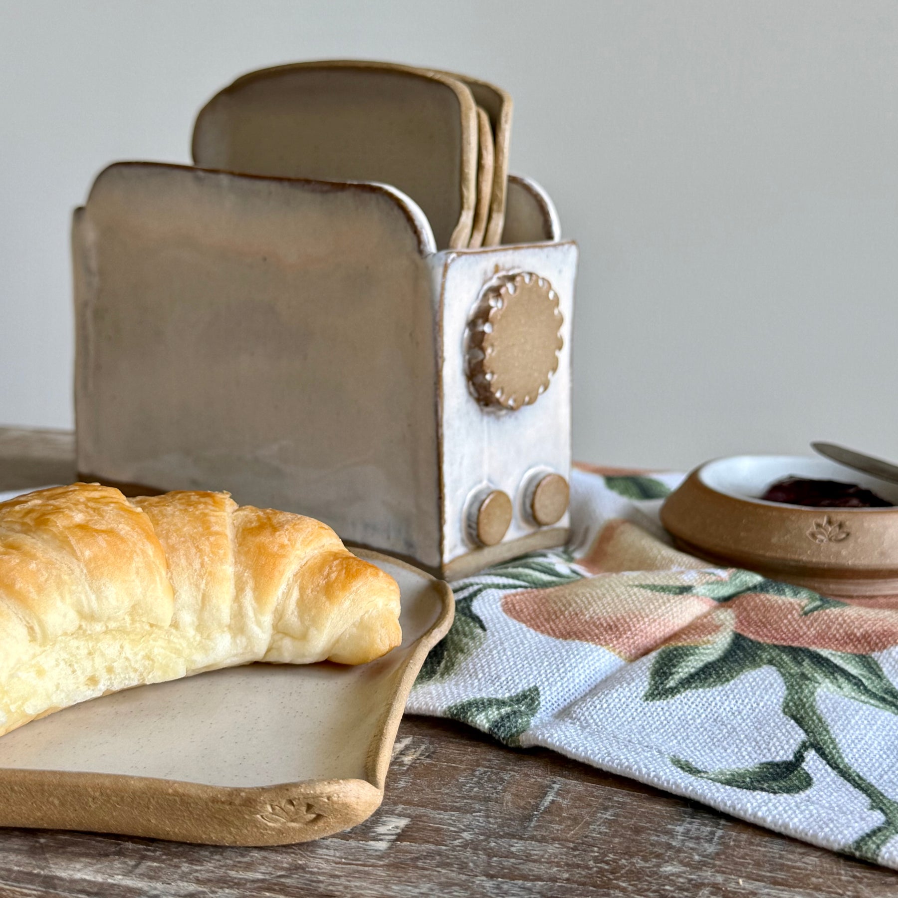 Slow Mornings - Handmade Ceramic Toaster & Toast Plate Set