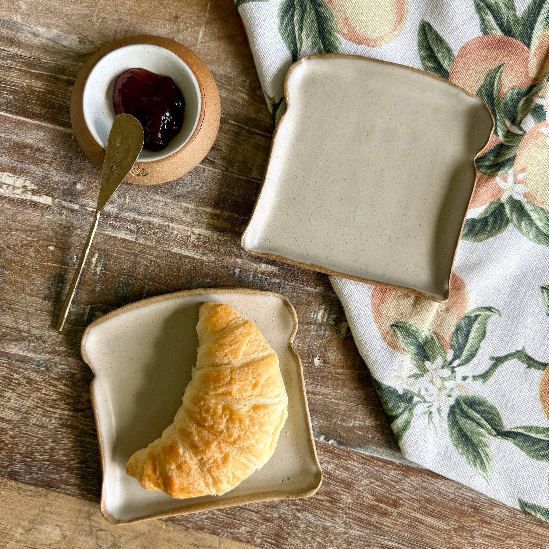 Slow Mornings - Handmade Ceramic Toaster & Toast Plate Set