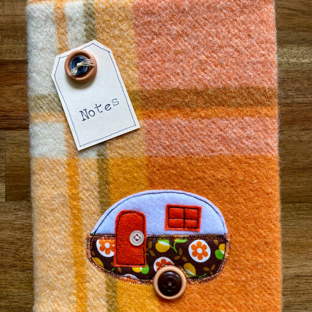 A5 Upcycled Notebook Vintage Caravan - Orange