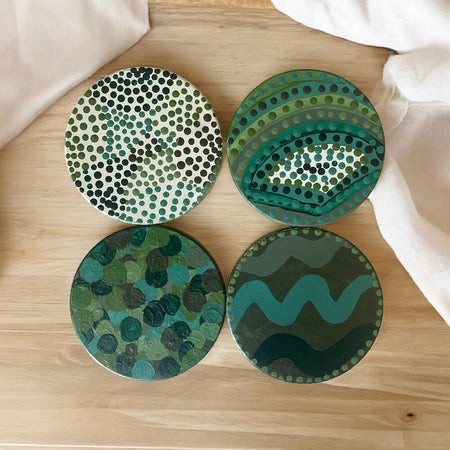 Ceramic Coasters | Pack of 4 | Hand Painted