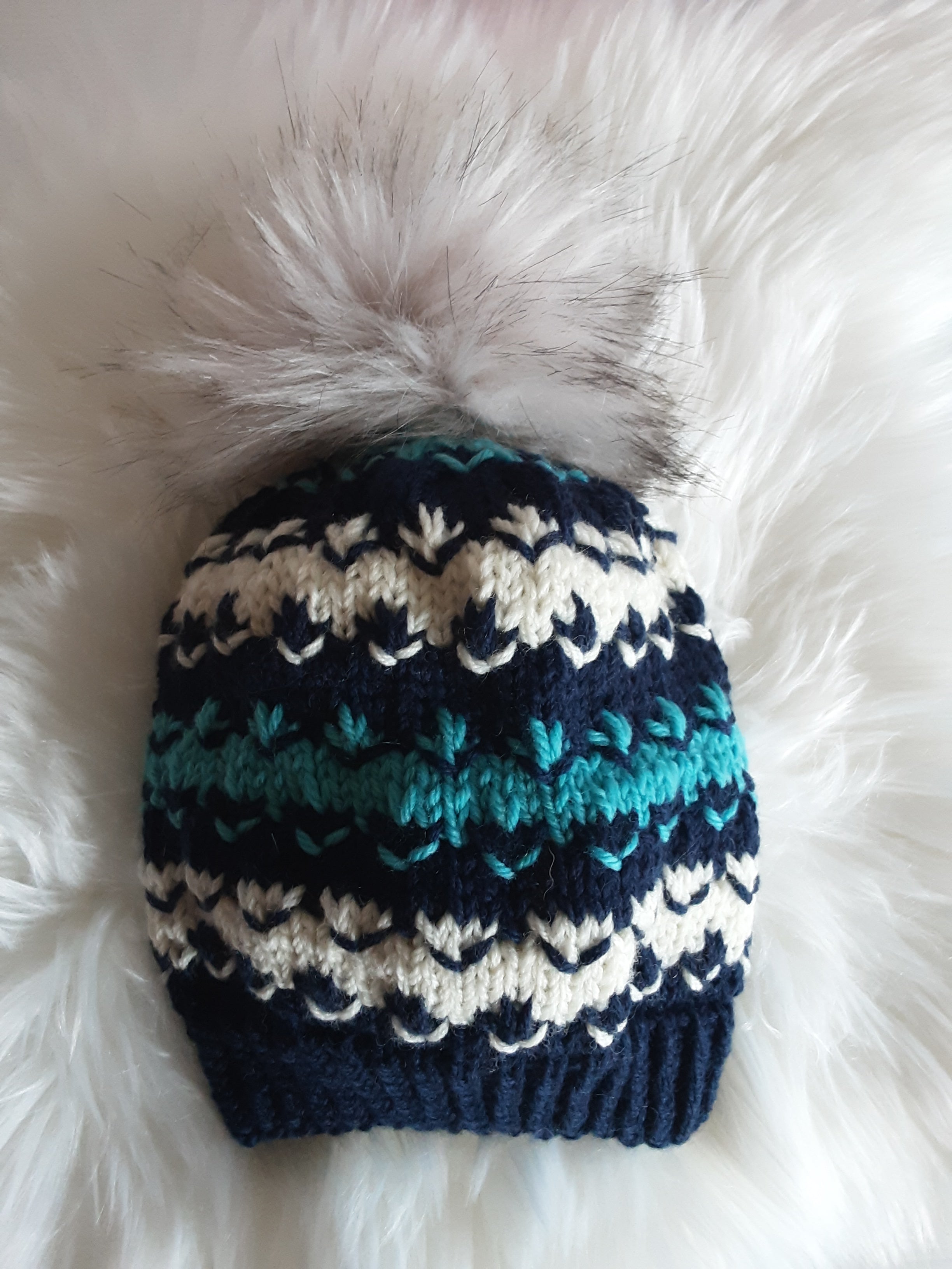 Hand knitted pure wool variegated beanie