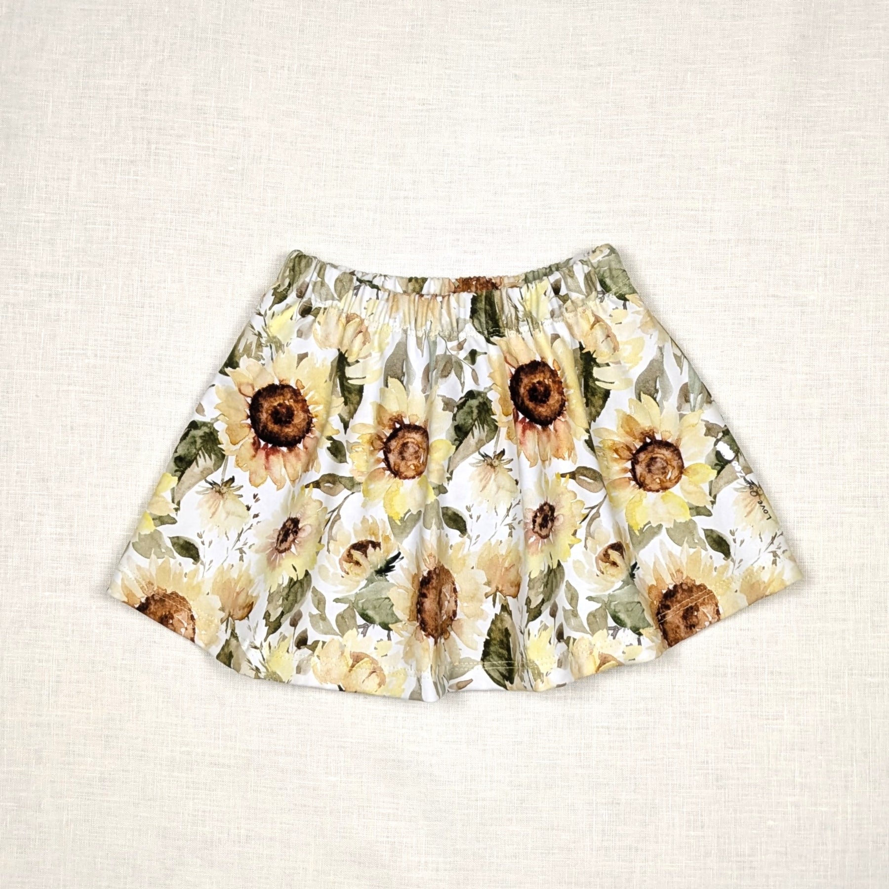 Handmade Skirt with shorts for active kids | Sunflower Collection | size 1