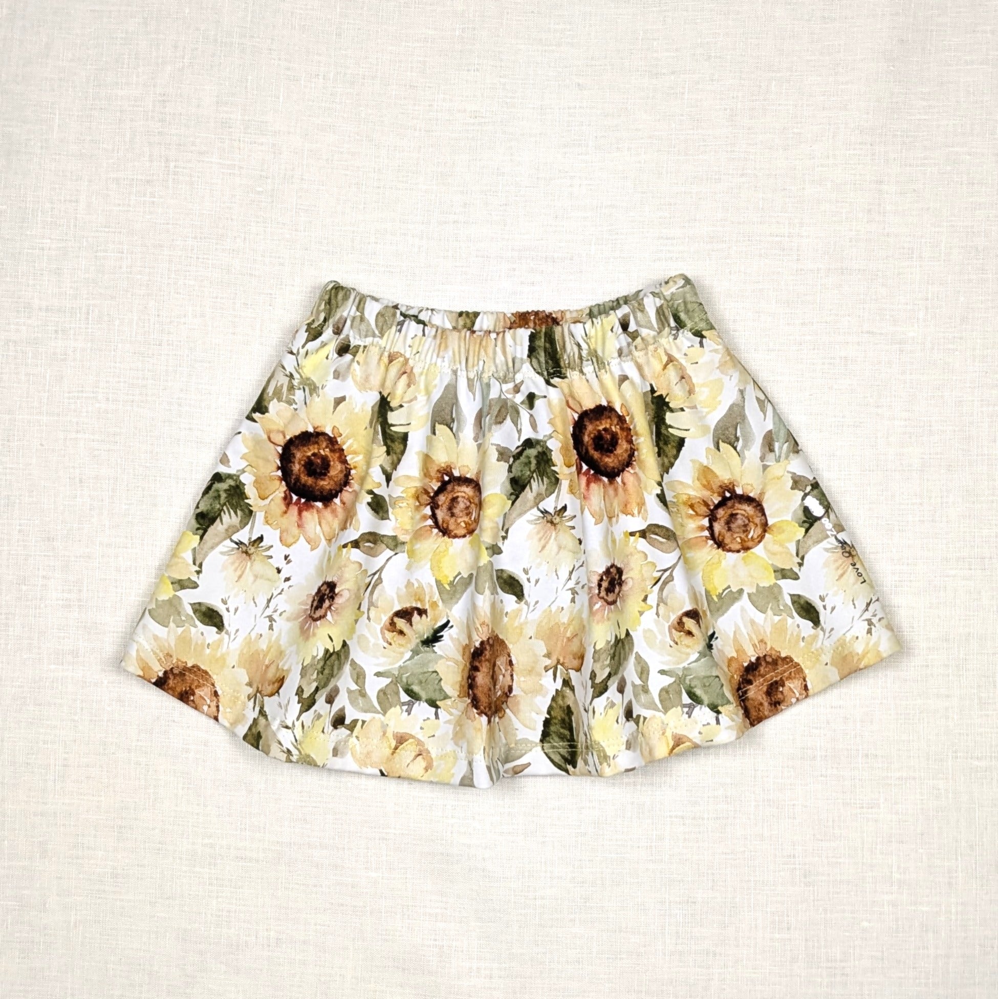 Handmade Skirt with shorts for active kids | Sunflower Collection | size 1