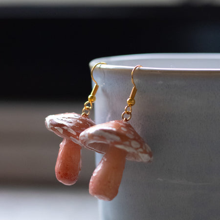 Orange Mushroom Earrings