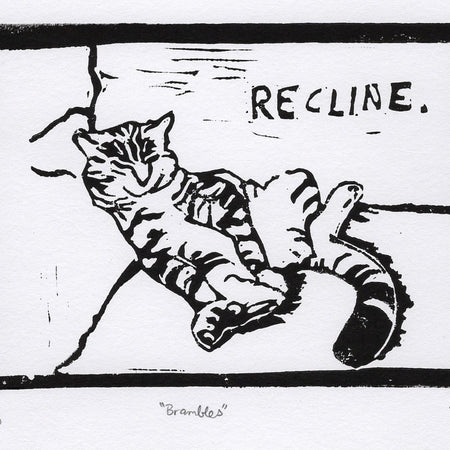 Brambles Reclining - original lino print