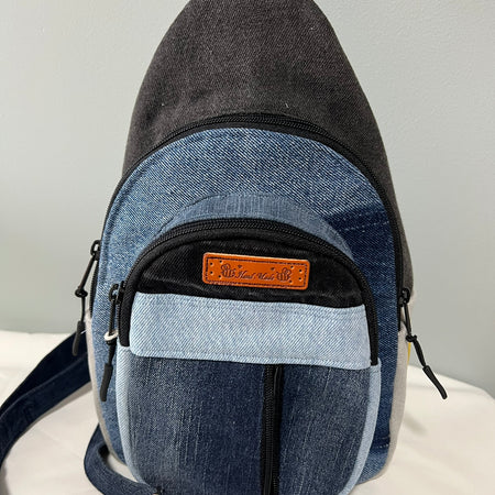 Upcycled Denim & Cotton Multi Pocket Sling Bag
