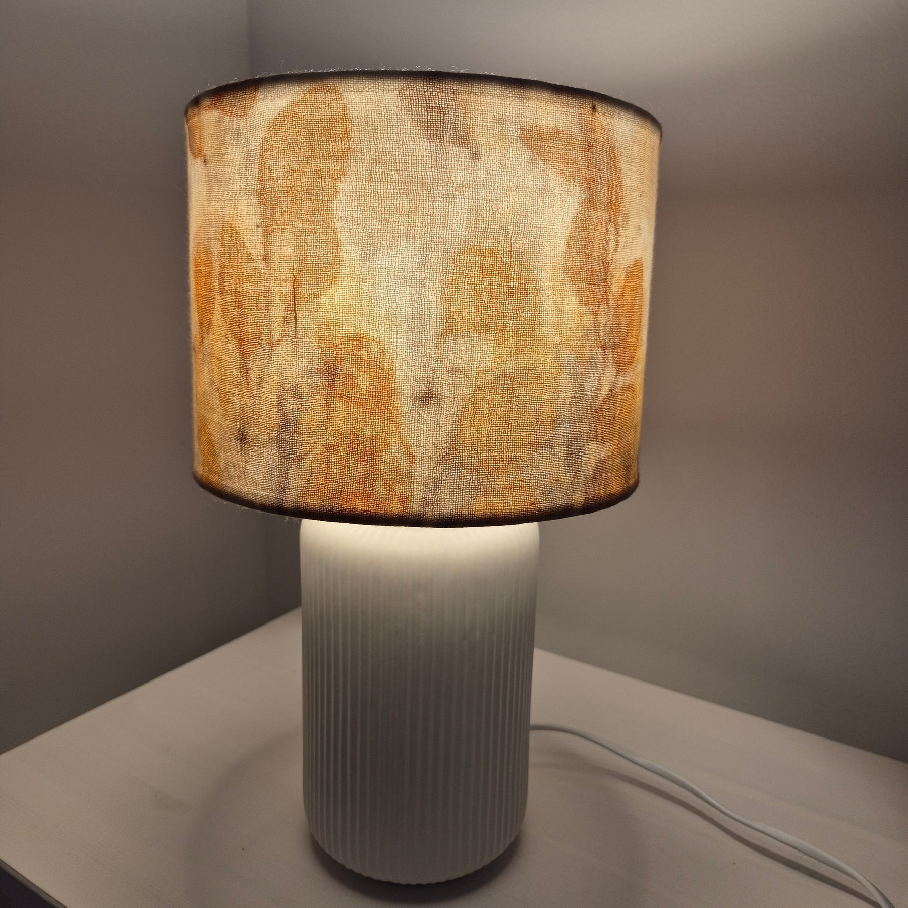 Lampshade small ecoprinted eucalyptus leaves
