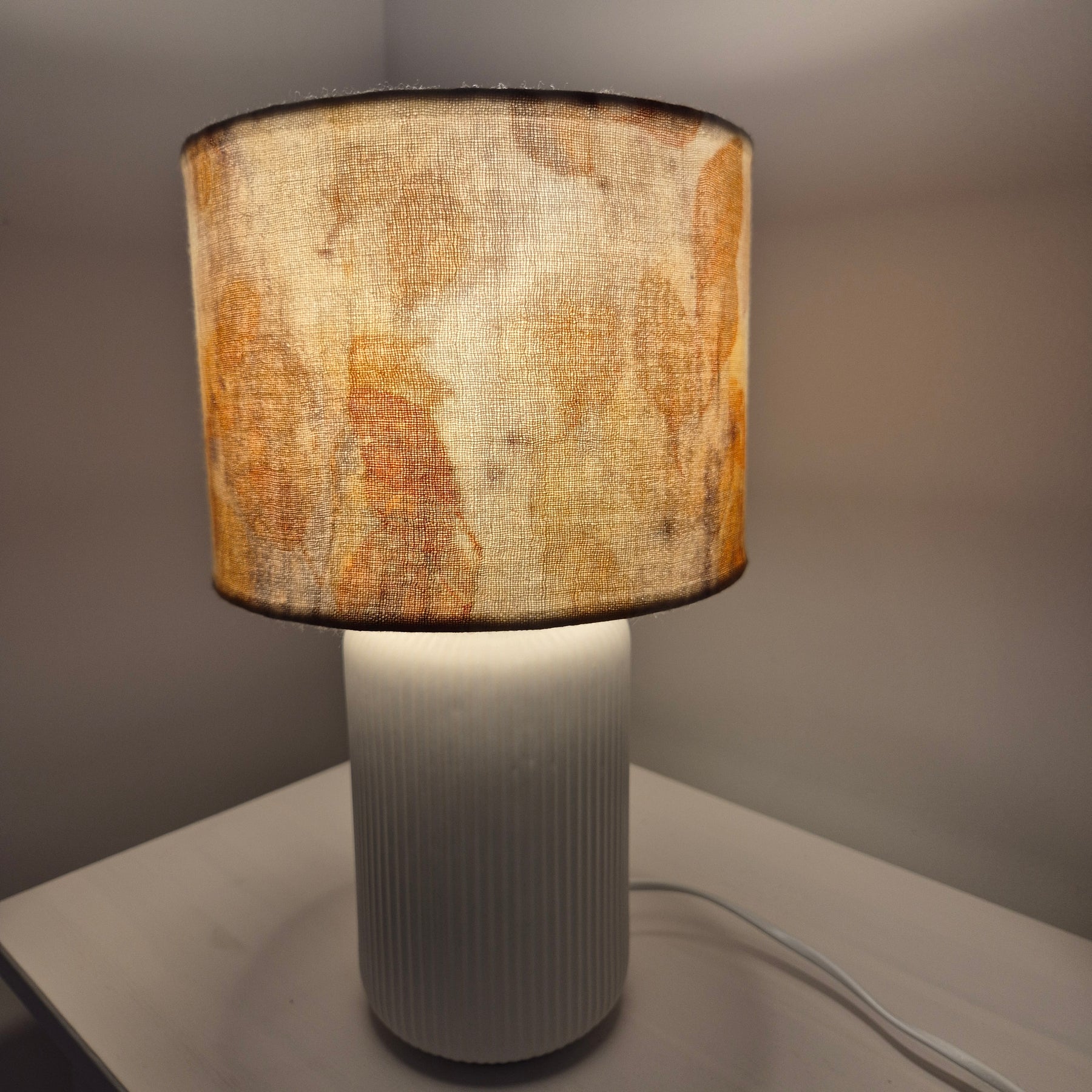 Lampshade small ecoprinted eucalyptus leaves