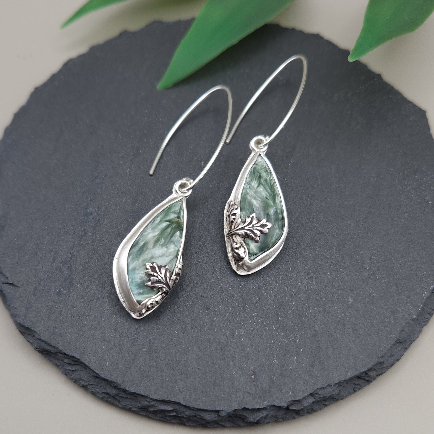 Fairy forest dangles - Sterling silver & seraphinite