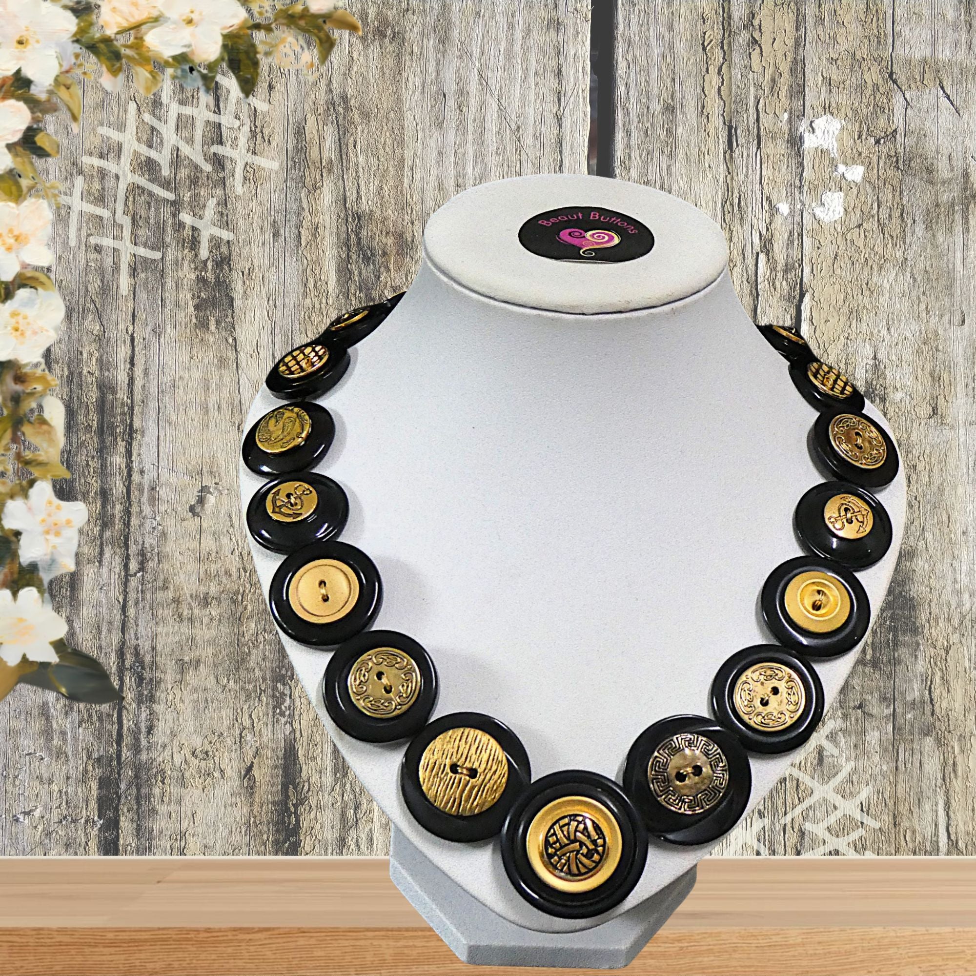Black and Gold Statement Necklace - Black Beauty