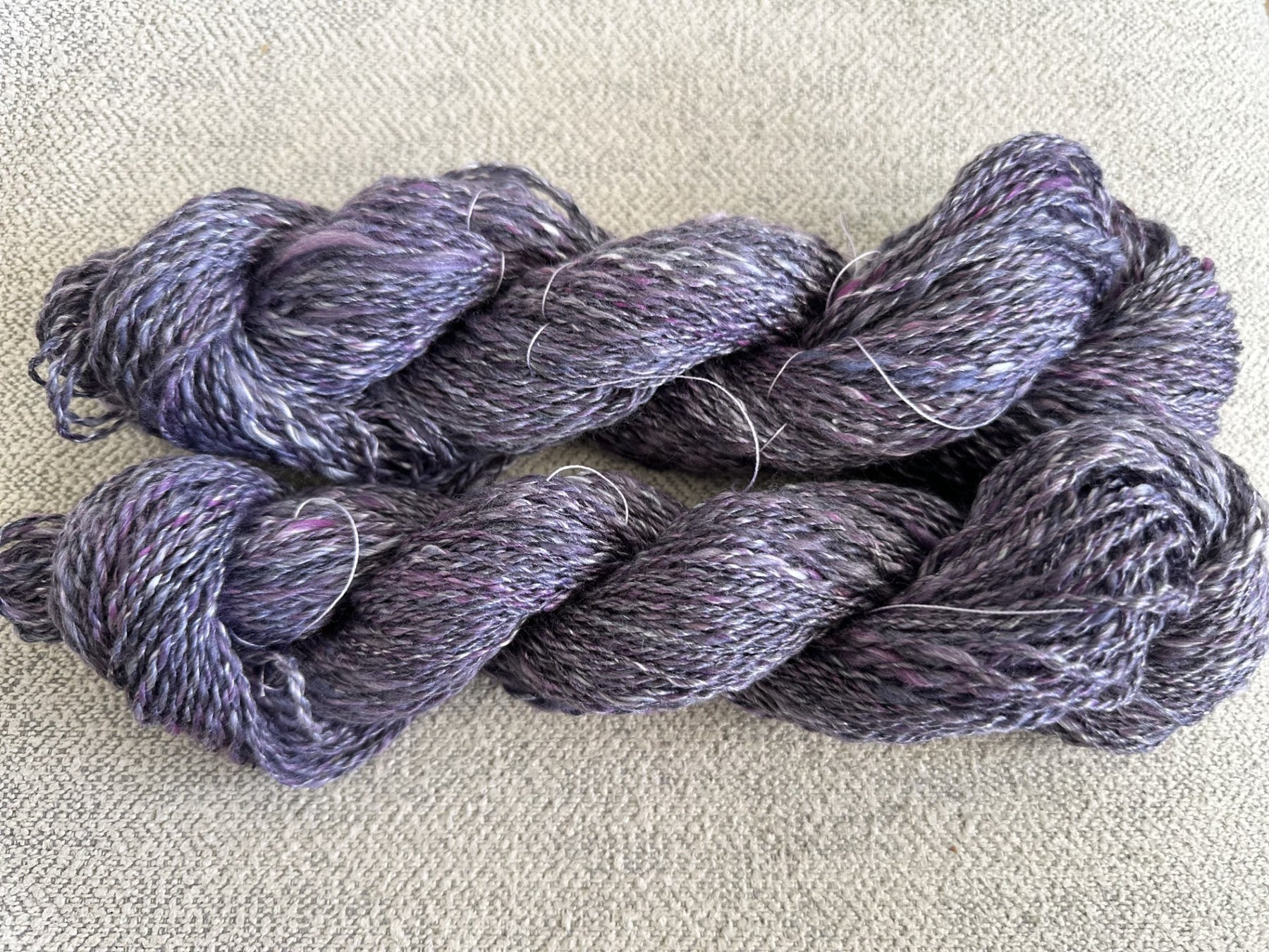 'Pewter Plum' Handspun Merino & Silk Knitted Cowl or Neck Warmer