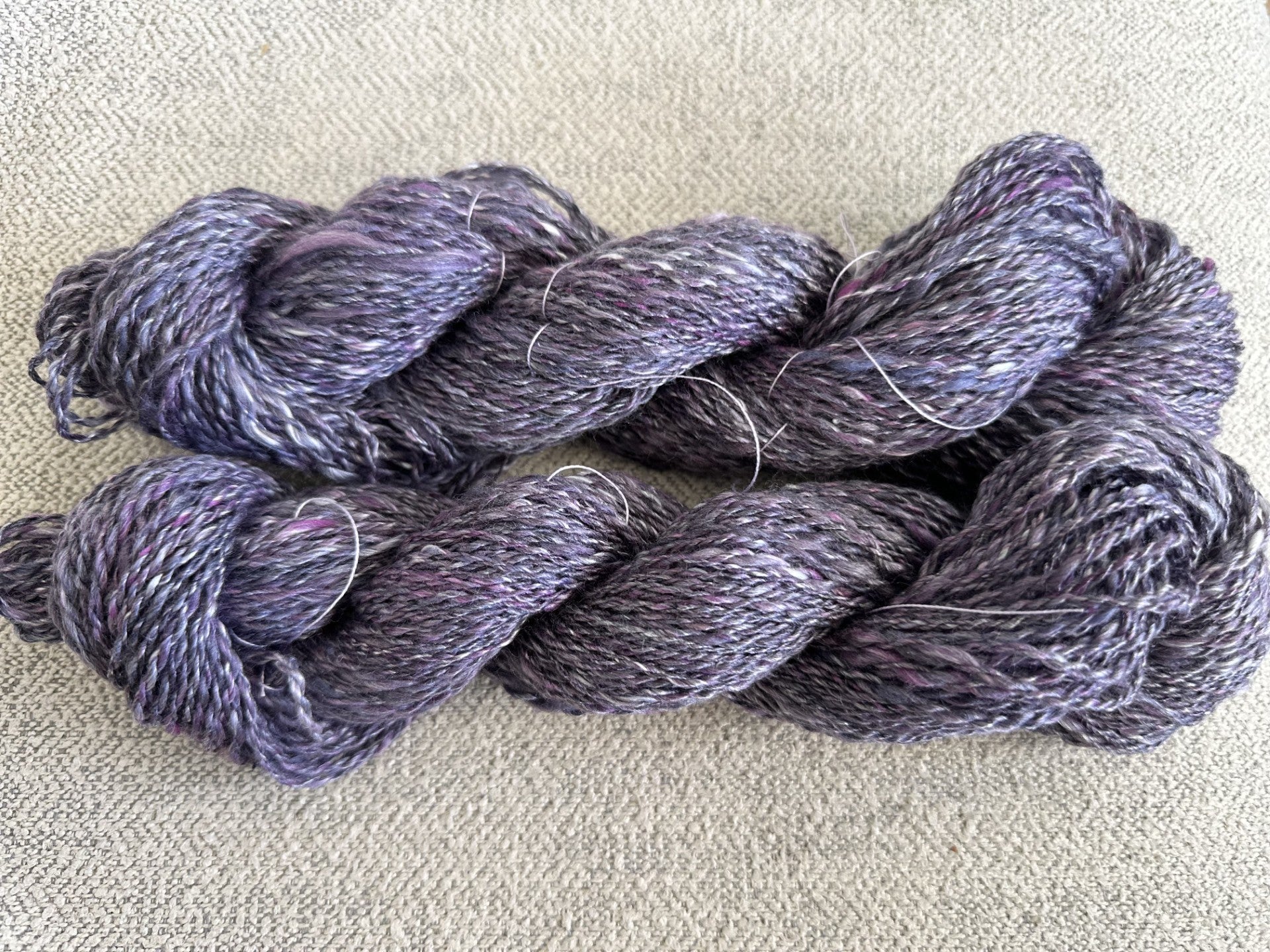 'Pewter Plum' Handspun Merino & Silk Knitted Cowl or Neck Warmer