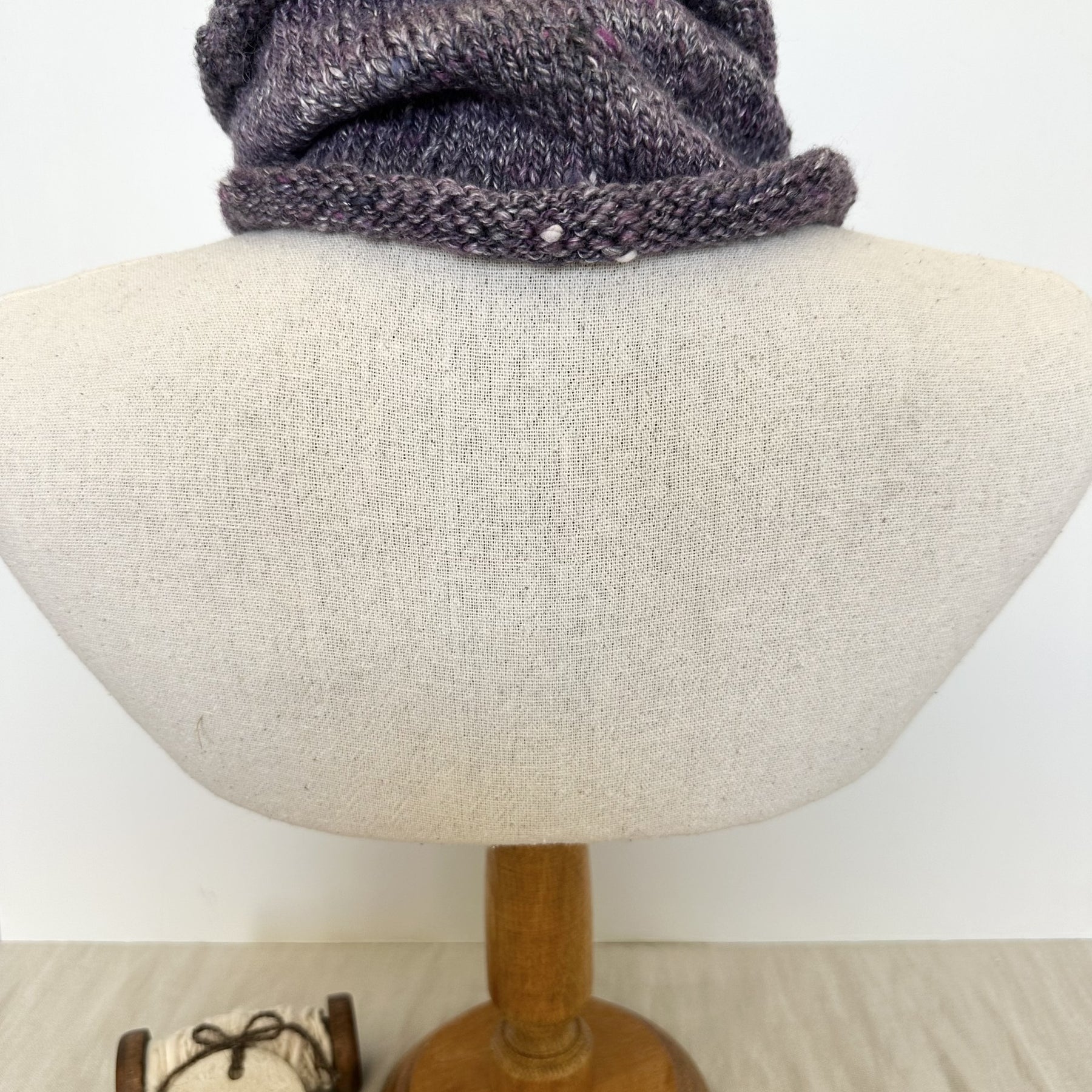 'Pewter Plum' Handspun Merino & Silk Knitted Cowl or Neck Warmer