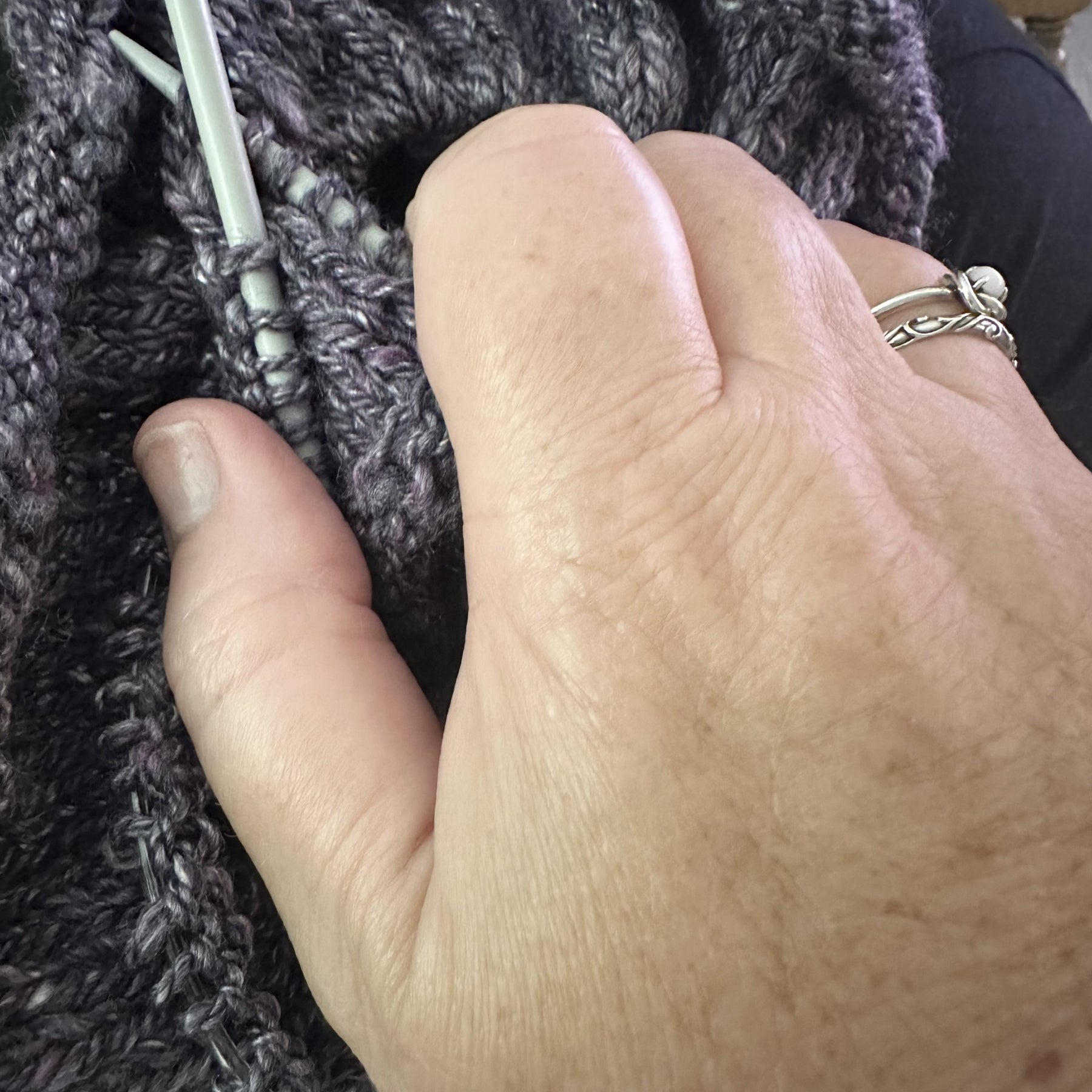 'Pewter Plum' Handspun Merino & Silk Knitted Cowl or Neck Warmer