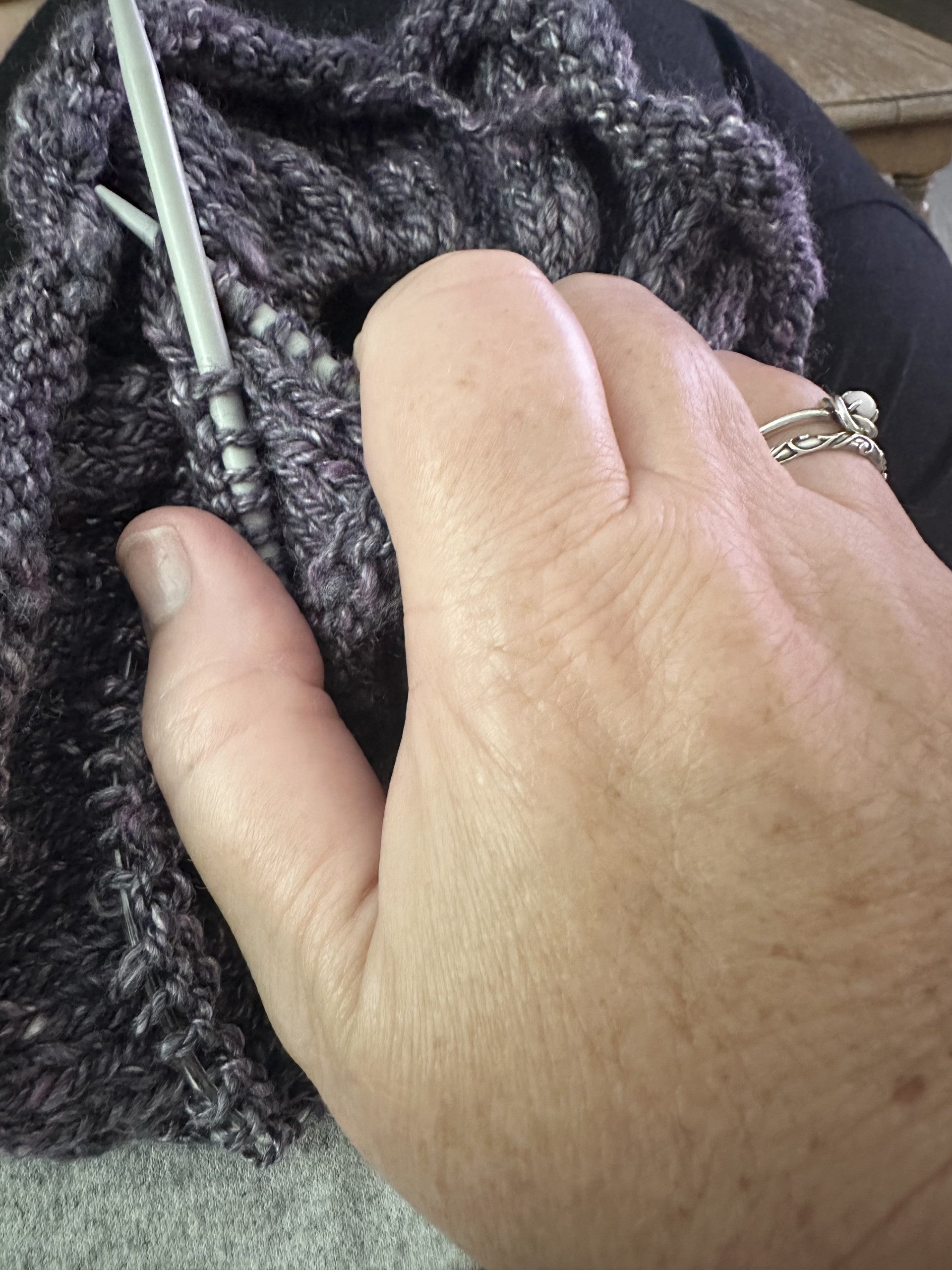 'Pewter Plum' Handspun Merino & Silk Knitted Cowl or Neck Warmer