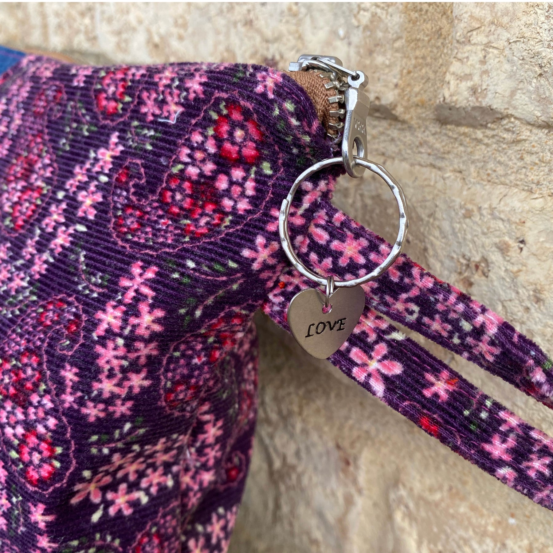 Paisley Pouch Cosmetic Everyday Bag Upcycled Vintage Fabrics & Denim