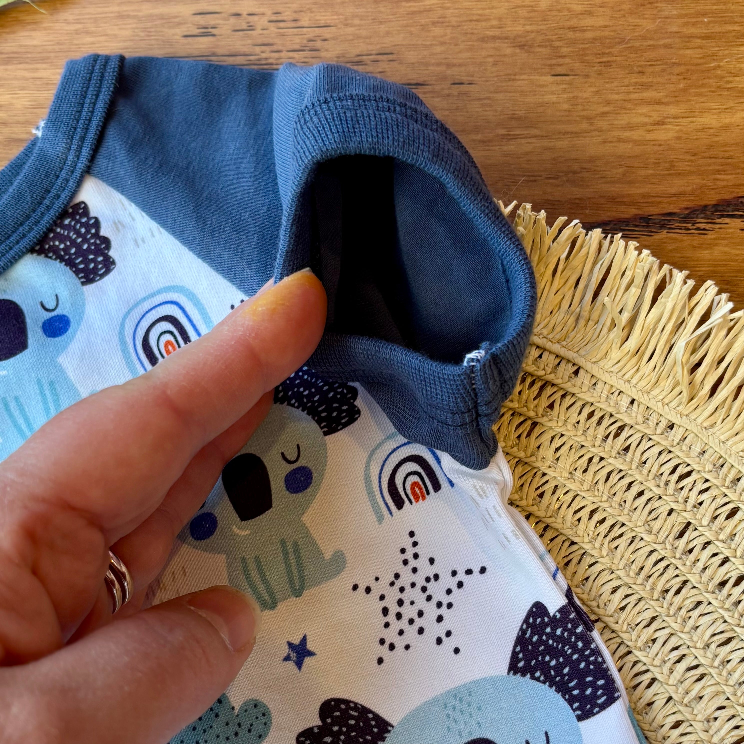 Baby Short Sleeved Bodysuit and Shorts | Blue Koalas | Size premmie to 2 | Made to order